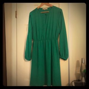 Green elastic waist spring dress (Loft)